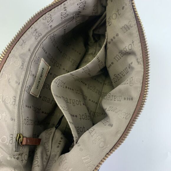 Margot Brown Leather Crossbody Top Handle Shoulder Purse Bag Turn Lock Pocket - Picture 11 of 14